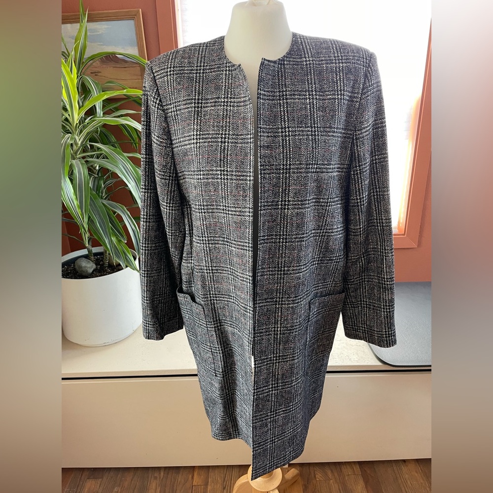 Kristen Blake Black and Gray Tweed Coat Size 14